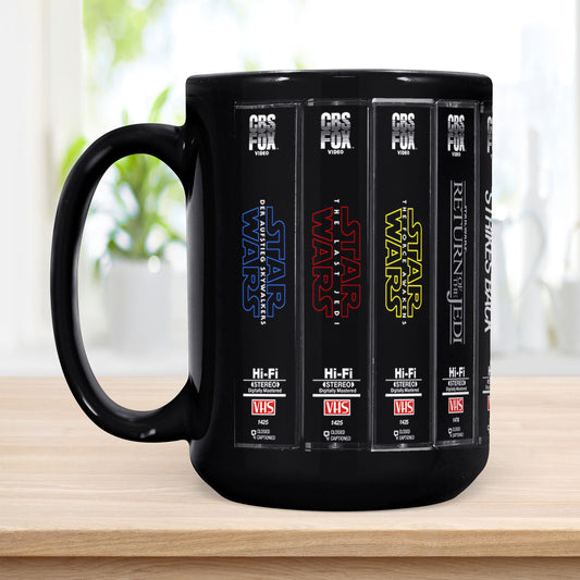 Retro VHS Star Wars Series Movies Collection Black Mug