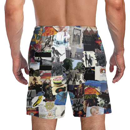 Essential Rock Albums Covers Collage Unisex Hawaiian Shorts