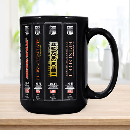 Retro VHS Star Wars Series Movies Collection Black Mug