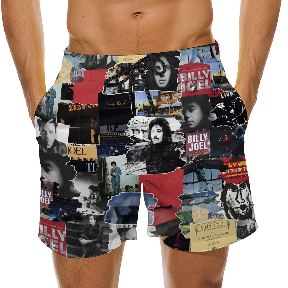 Billy Joel Albums Covers Collage Unisex Hawaiian Shorts