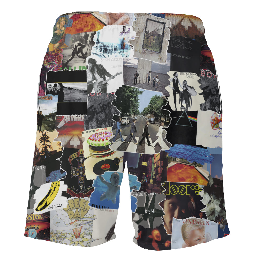Essential Rock Albums Covers Collage Unisex Hawaiian Shorts