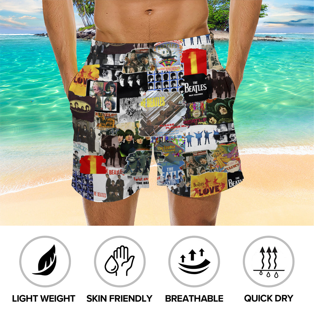 The Beatles Albums Covers Collage Unisex Hawaiian Shorts