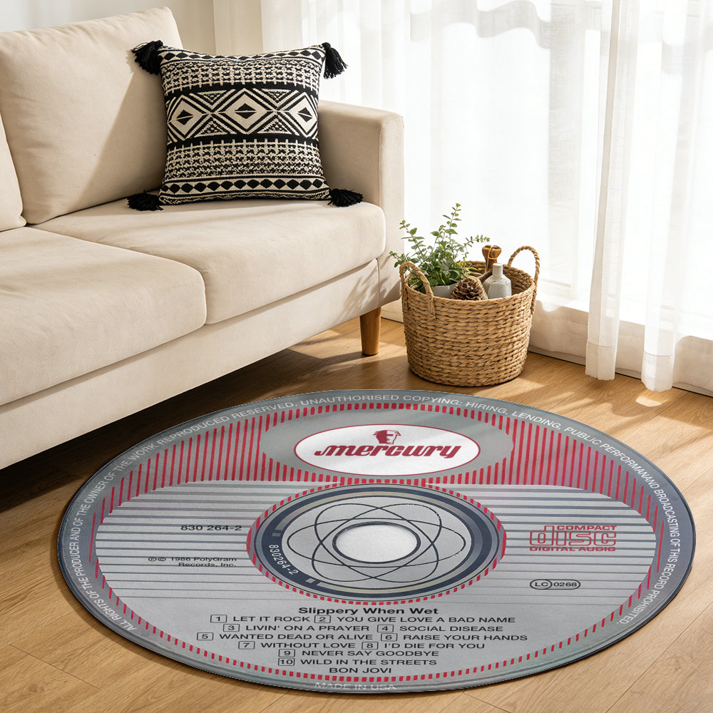 Bon Jovi – Slippery When Wet Album Music CD Round Rug