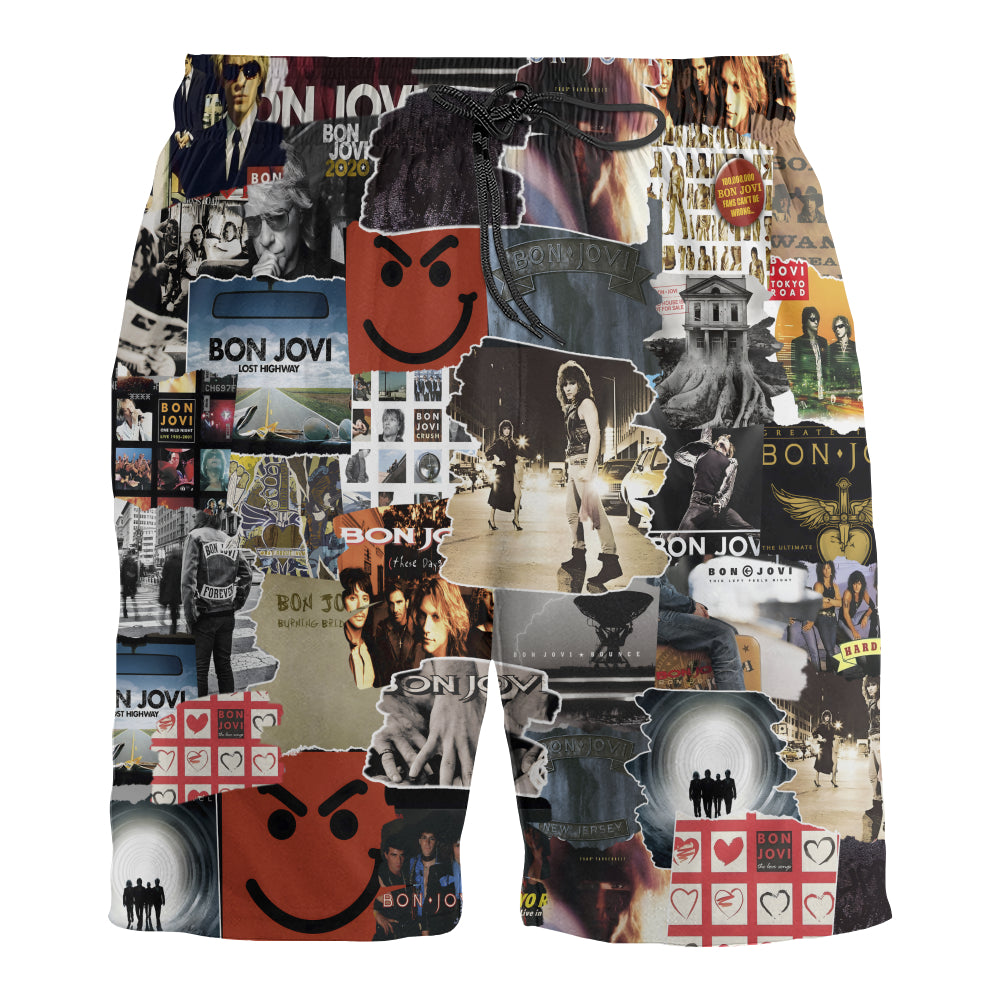 Bon Jovi Albums Covers Collage Unisex Hawaiian Shorts