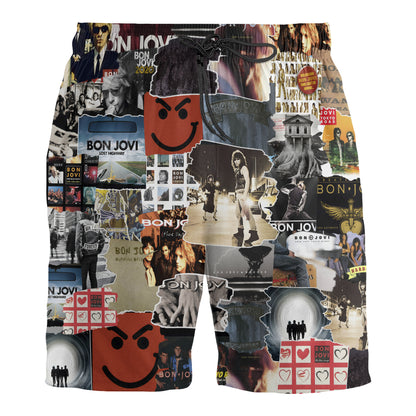 Bon Jovi Albums Covers Collage Unisex Hawaiian Shorts