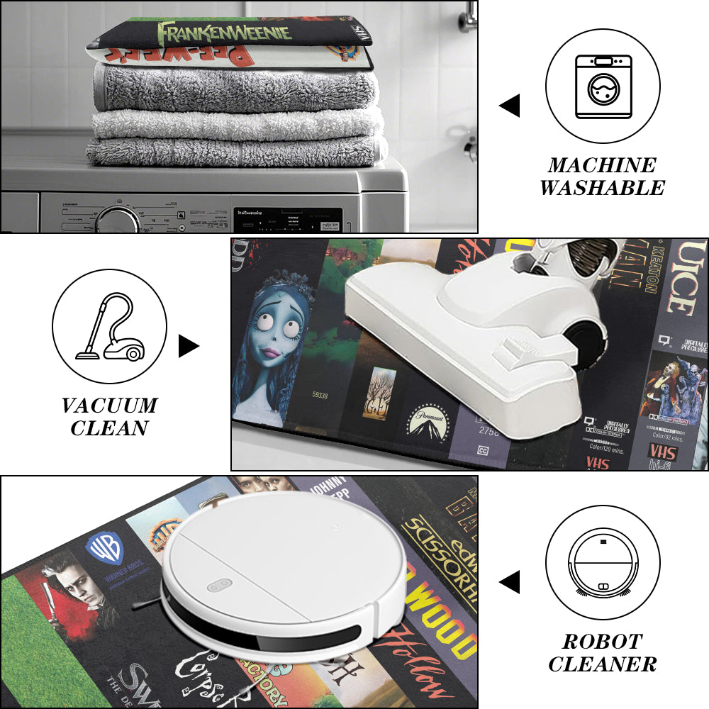 VHS Tape Classic TIM BURTON Movies Indoor Rug